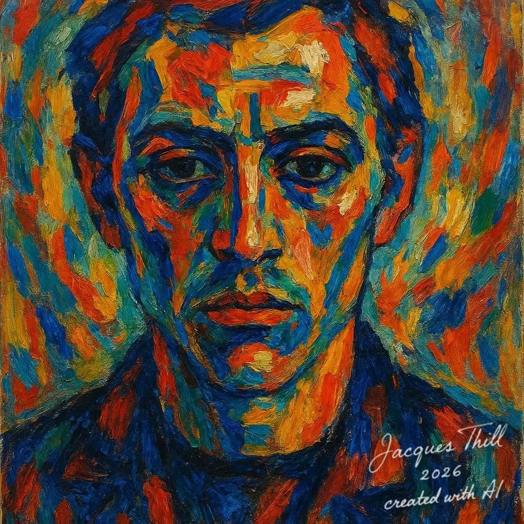 Portr&auml;t von Alexej von Jawlensky in elegantem schwarzem Anzug mit nachdenklichem, ernstem Gesichtsausdruck