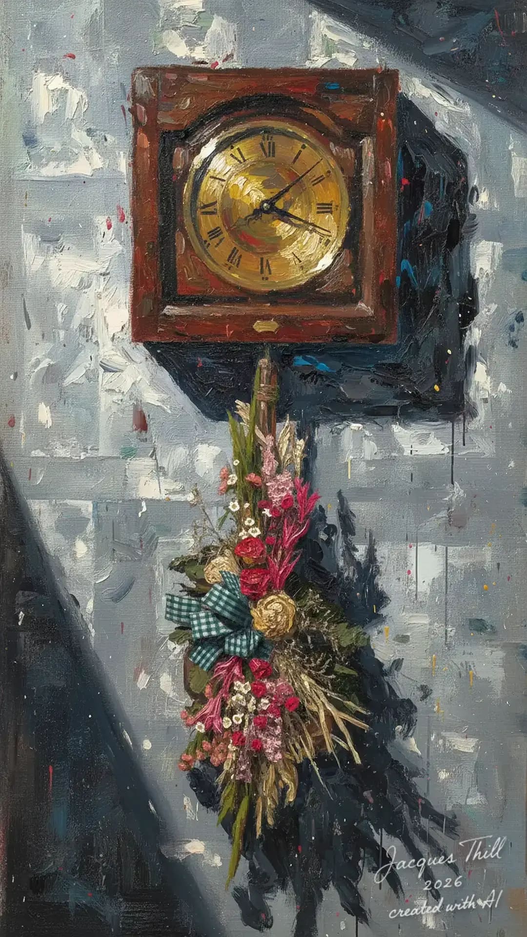 Analoge K&uuml;chenuhr in Hochformat mit wei&szlig;em Zifferblatt und schwarzen Zeigern