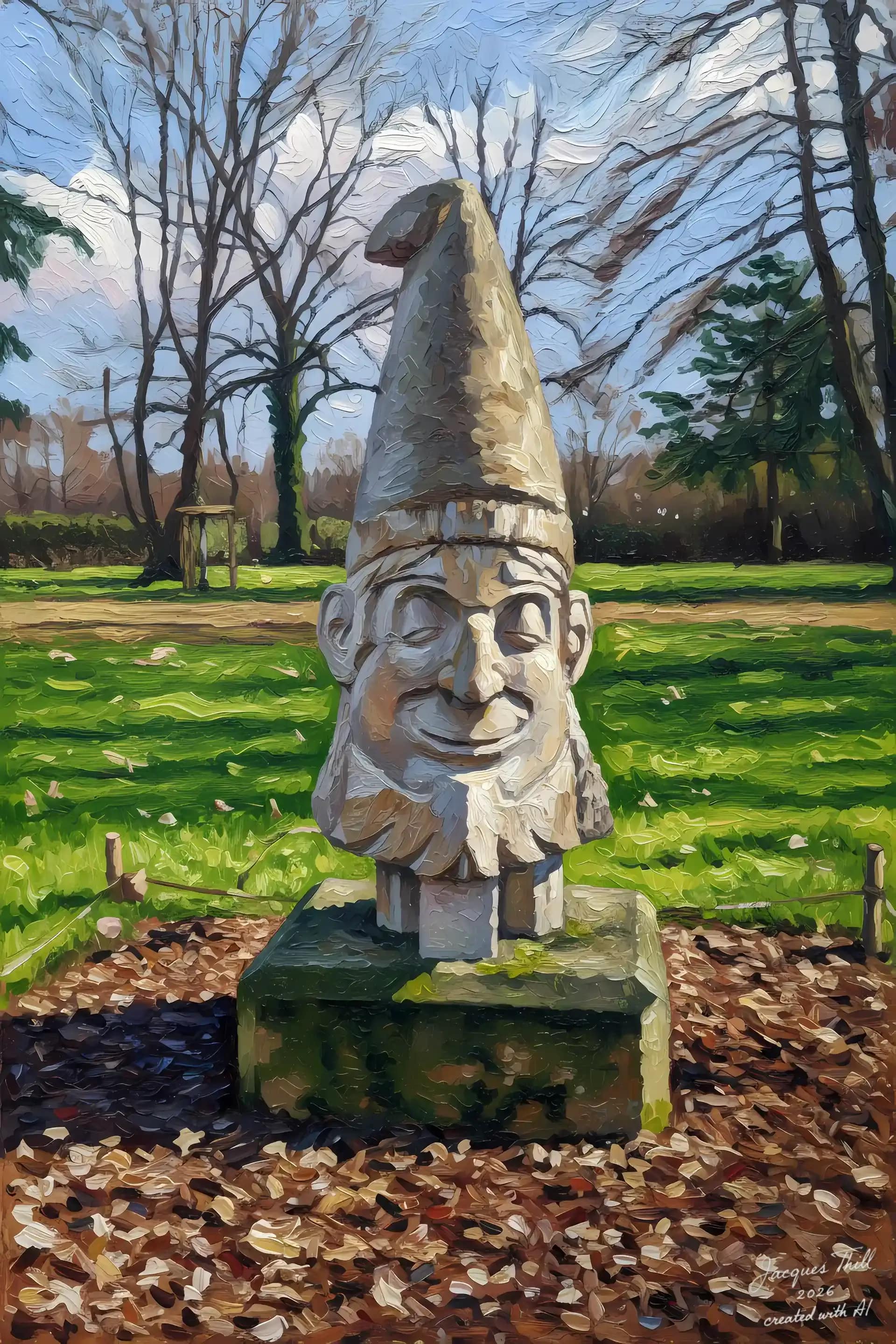 Digitale Kunstfigur eines Zwergs mit KI-verändertem Gesichtsausdruck