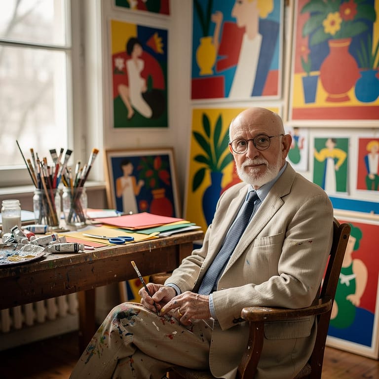 Artist in His Colorful Studio
