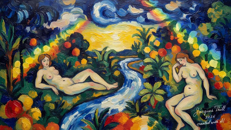 Nackte Person entspannt am Flussufer in der Natur