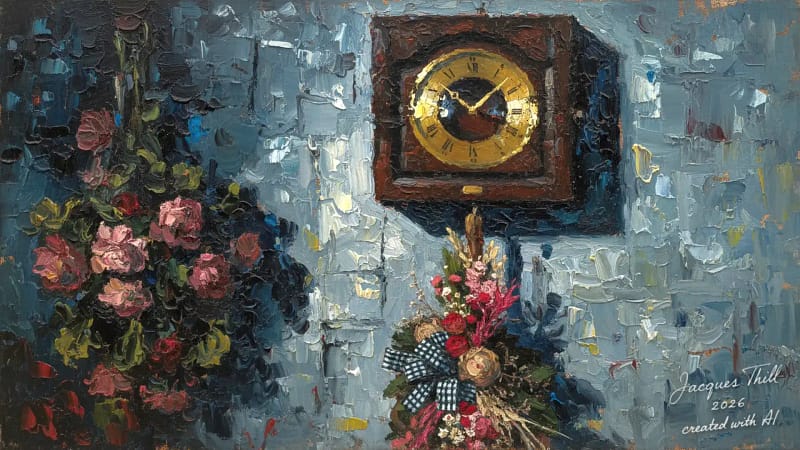 Breite Küchenuhr an der Wand montiert