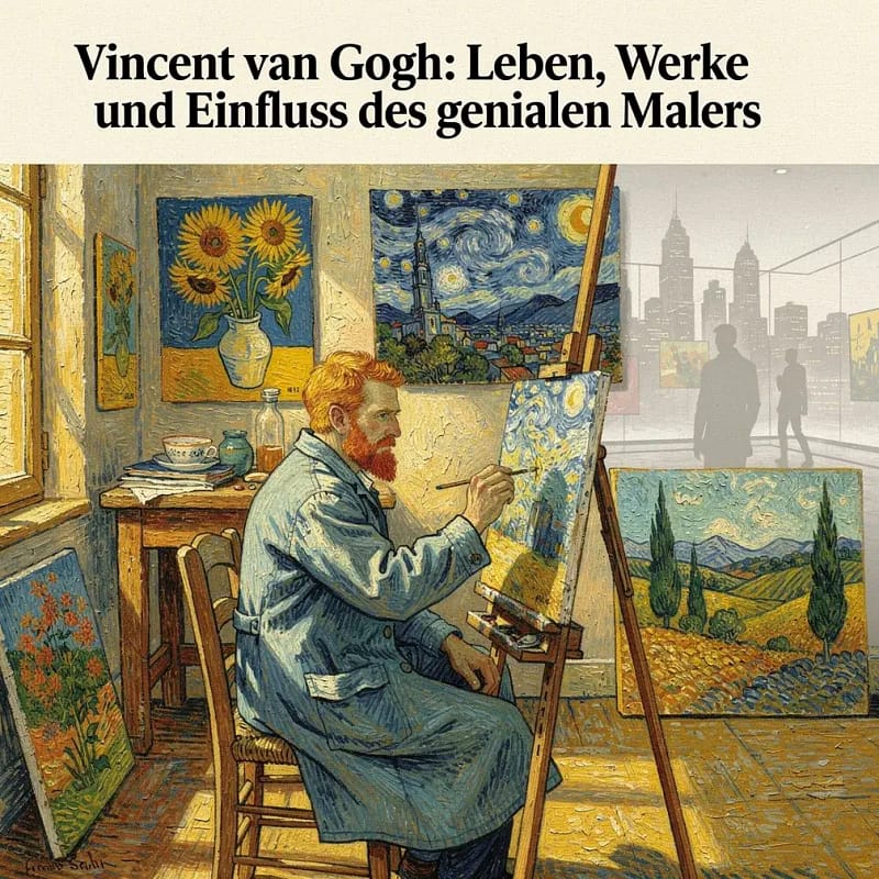 Porträt von Vincent van Gogh – expressiver Maler mit markanten Pinselstrichen und intensivem Blick.